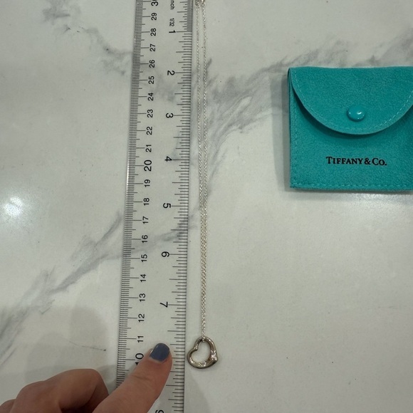 Tiffany Necklace Open Heart Elsa Peretti Sterling Silver .925 15mm heart 16in - Picture 3 of 12